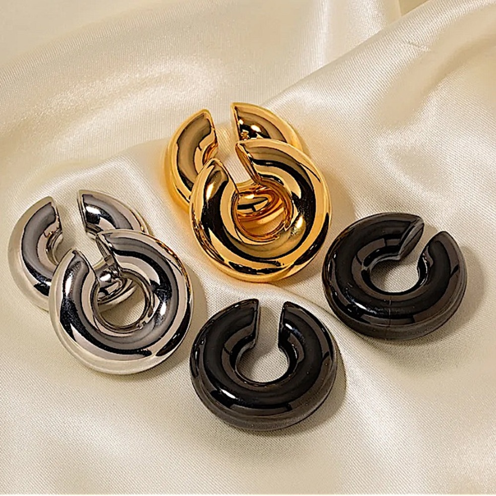 Stainless Steel Chunky Ear Cuff Gold Hip Hop Exaggerated Unisex - Picture 5 of 5